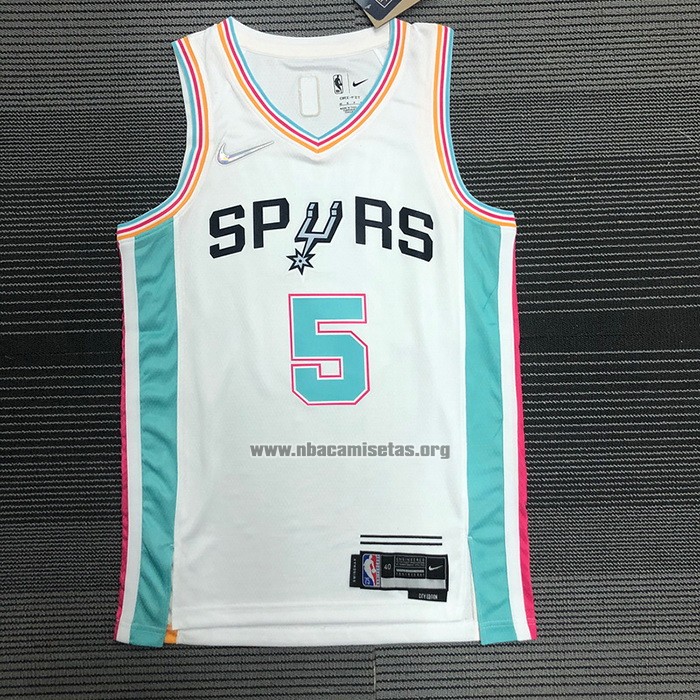 Camiseta San Antonio Spurs Dejounte Murray NO 5 Ciudad 2021-22 Blanco